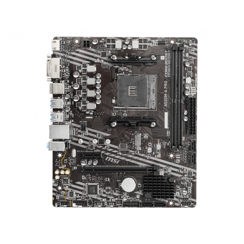 MB MSI A520 AMD S-AM4 3A GEN/2XDDR4 3200/HDMI/DVI/4XUSB 3.2/M.2/MICRO ATX/GAMA BASICA